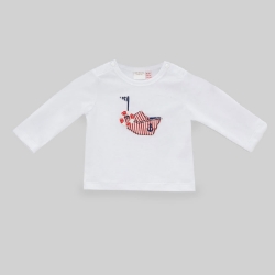 Picture of White Long Sleeve Shirt With Ship Design For Baby Boy - 22SS0LT8509