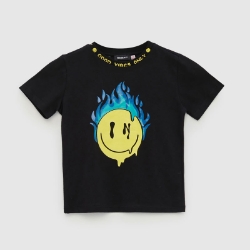 Picture of Black T-Shirt Smiley Design For Boys - 22SS0NB3521
