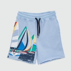 Picture of Light Blue Short With Sailboat Design For Boys - 22SS1NB3143