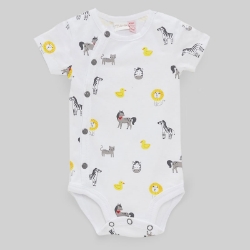 Picture of White Animals Patterned Bodysuit For Baby Boy - 22SS0LT8508